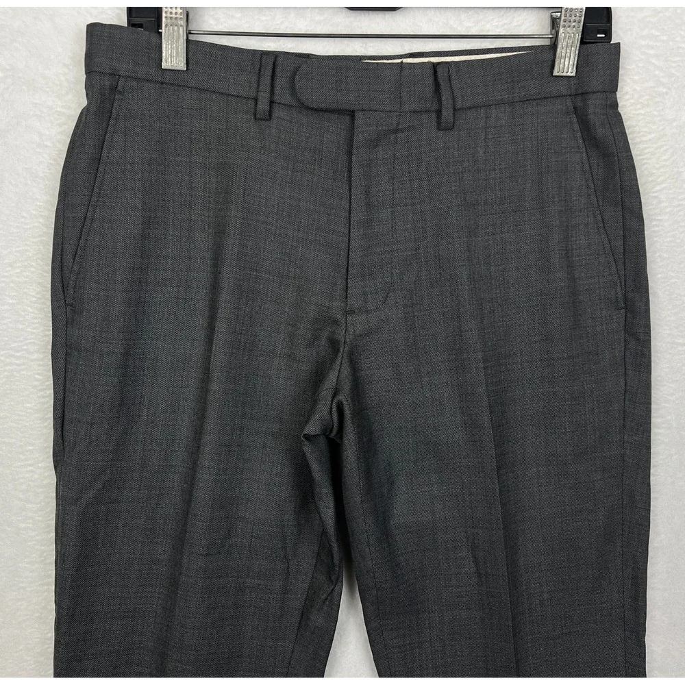 J Crew Bowery Dress Pants Mens 30x32 Dark‎ Gray Flat Front Wool Tapered
